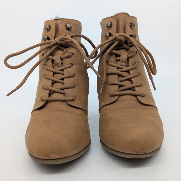 Andiamo Women's Tan Lace Up Chunky Heel Ankle Boots Size 8M - Picture 3 of 16